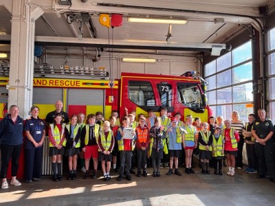 Year six students from Hunnyhill Primary School at Newport Fire Station.jpeg